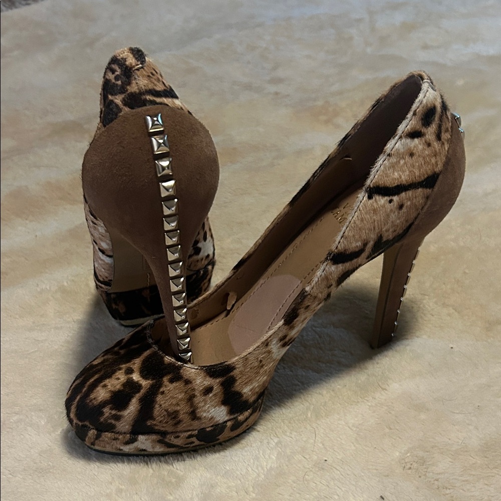 Vince Camuto Leopard Print Studded Heels